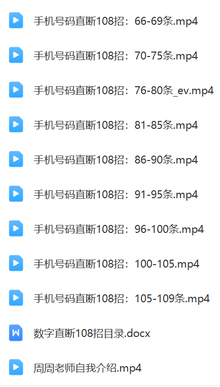 司天喜《八数星字能量》课程，共22节频视课，108招，招招都是断直核心